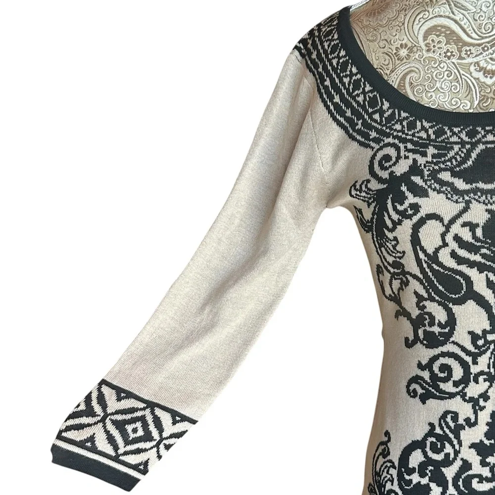 Free People Sexy Stretchy Tribal Versace Pattern Mini Sweater Dress Size XS - Picture 5 of 8